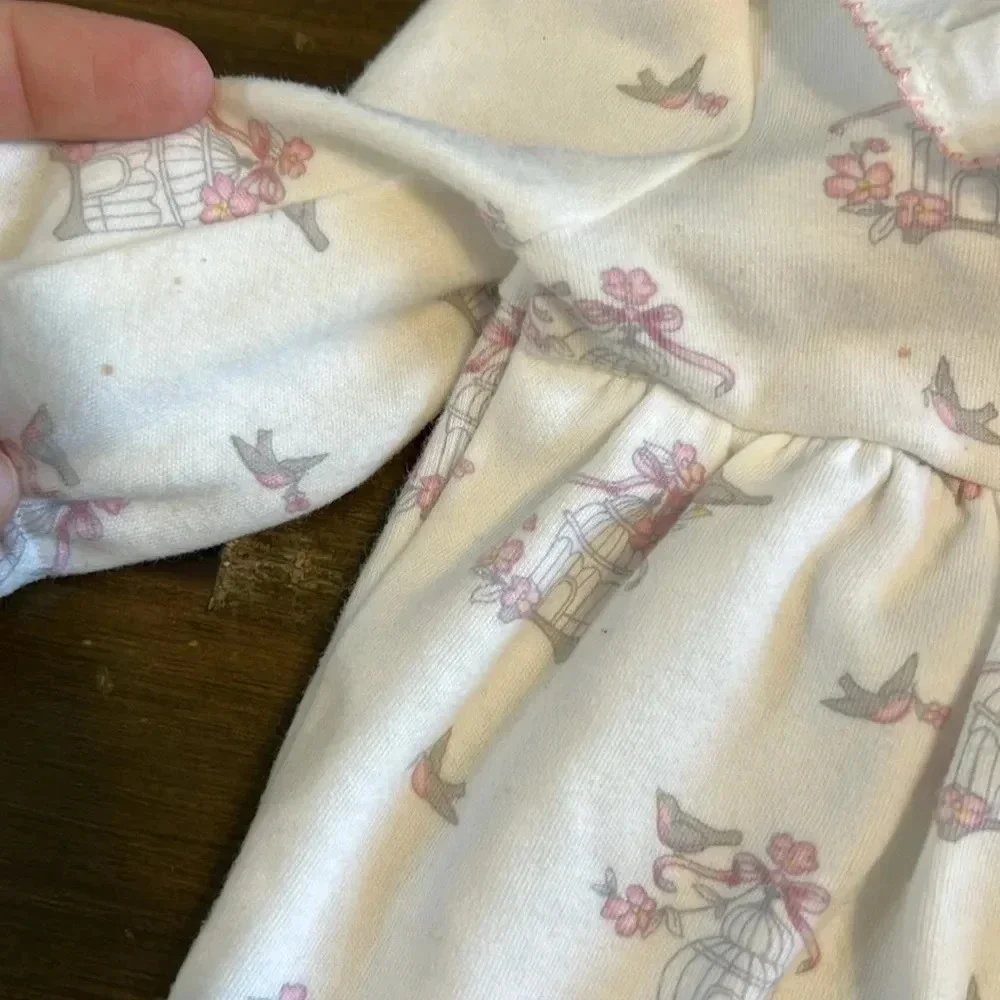 Janie and Jack Jumpsuit Bird Cage Cottagecore Ruffle Baby 0-3 months Pink